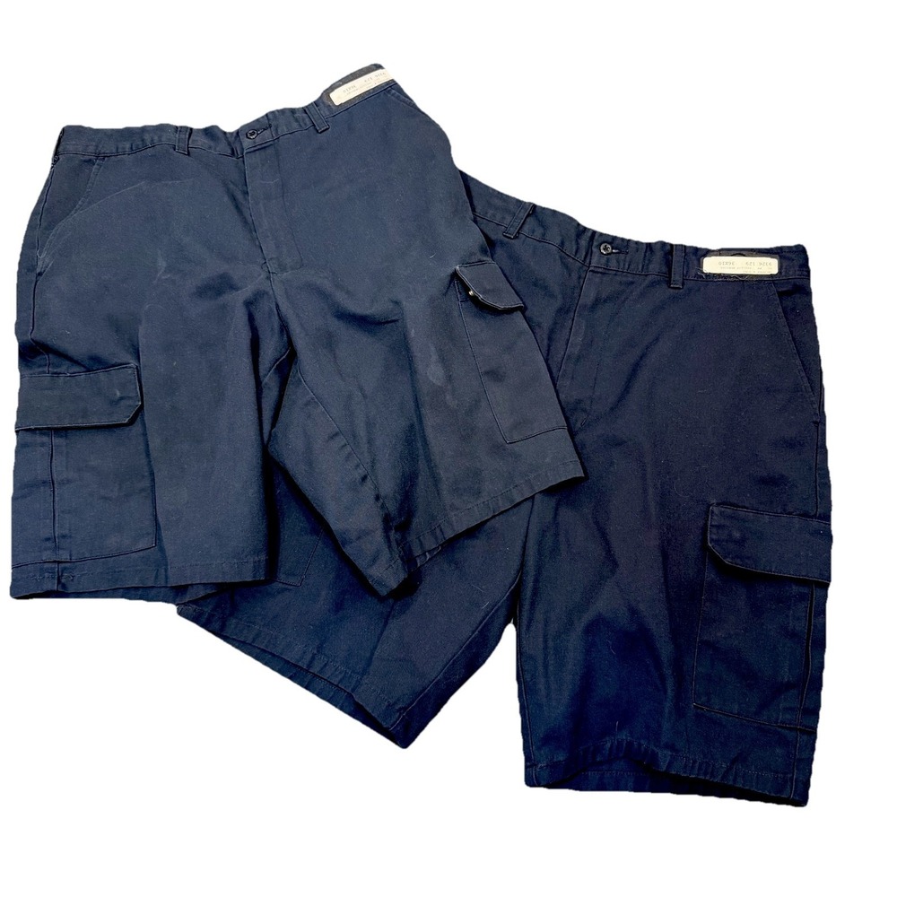 Men's Lot Of Two Navy Cargo Shorts 36‎ Work Delivery Shop Shorts Distress